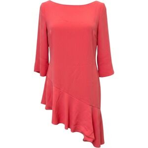 Maison Common Mini Dress 36 Coral Asymmetric Ruffle Hem Cocktail Avant-Garde